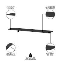 Prateleira Flutuante Para Sala Kit 2 Com Suporte Invisível Cp1 Yara Preto - Lumil - 3