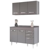 Armário Aéreo Honduras E Balcão Gabinete Com Tampo 120cm Suécia Cinza - Lumil - 1