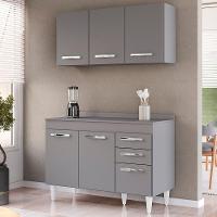 Armário Aéreo Honduras E Balcão Gabinete Com Tampo 120cm Suécia Cinza - Lumil - 2