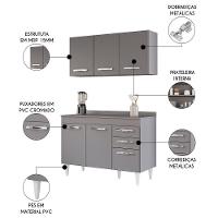 Armário Aéreo Honduras E Balcão Gabinete Com Tampo 120cm Suécia Cinza - Lumil - 3
