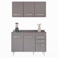 Armário Aéreo Honduras E Balcão Gabinete Com Tampo 120cm Suécia Cinza - Lumil - 7