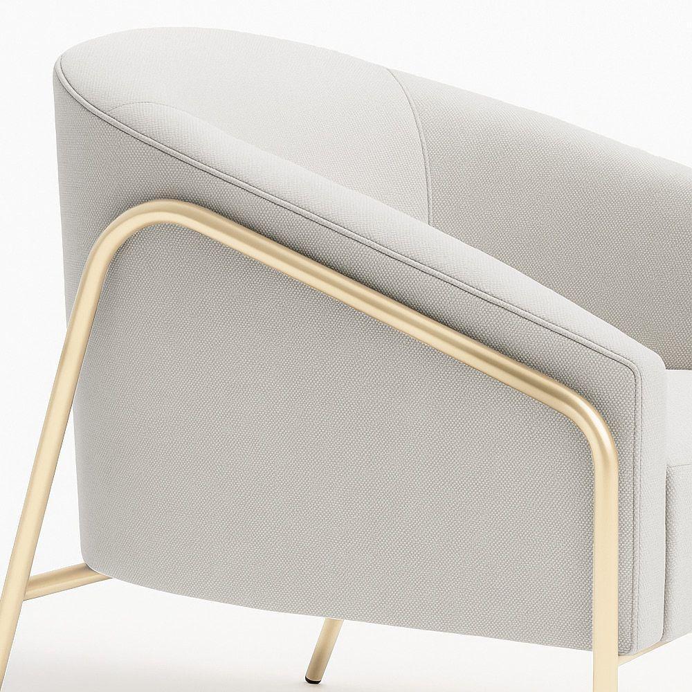 Poltrona Sala Industrial Alta Champanhe Kit 2 Stella Linho D03 - D'rossi Cor Cinza - 8