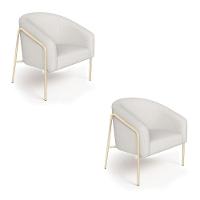 Poltrona Sala Industrial Alta Champanhe Kit 2 Stella Linho D03 - D'rossi Cor Cinza - 2