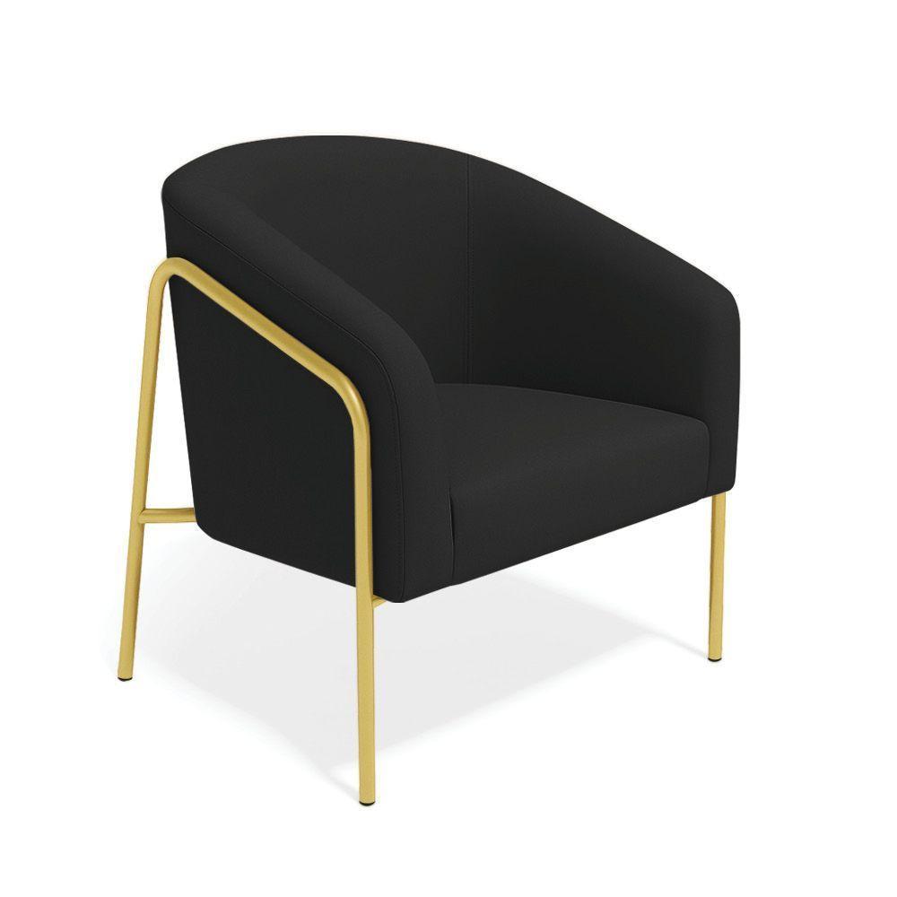 Poltrona Sala Industrial Alta Dourado Stella Suede D03 - D'rossi Cor Preto - 2
