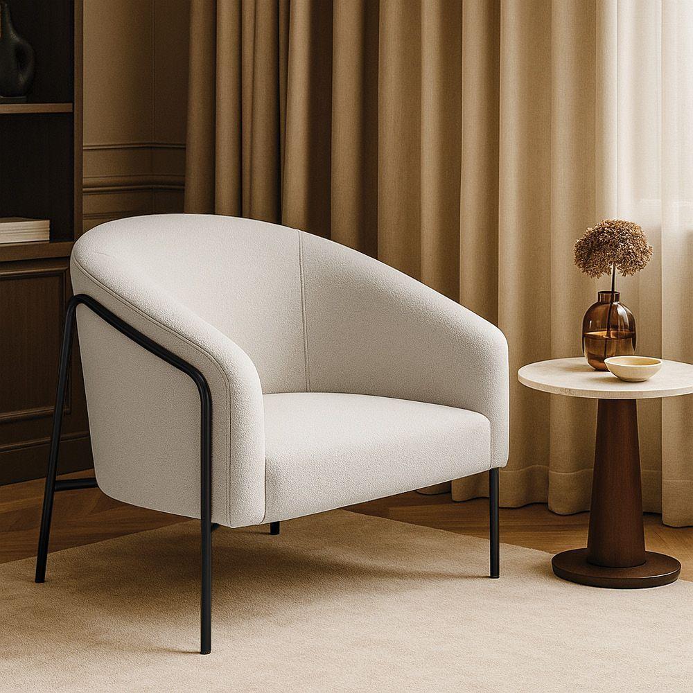 Poltrona Sala Industrial Alta Preto Stella Bouclê Cinza D03 - D'rossi - 1