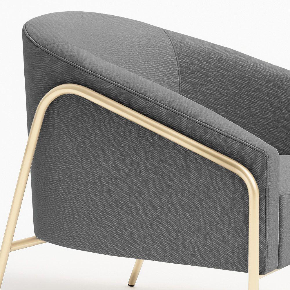 Poltrona Sala Industrial Alta Champanhe Kit 2 Stella Linho Grafite D03 - D'rossi - 3