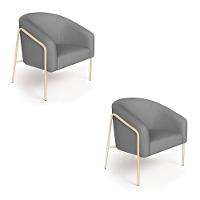 Poltrona Sala Industrial Alta Champanhe Kit 2 Stella Linho Grafite D03 - D'rossi