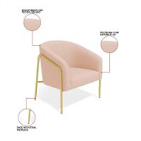 Poltrona Sala Industrial Alta Dourado Kit 2 Stella Veludo Rosê D03 - D'rossi