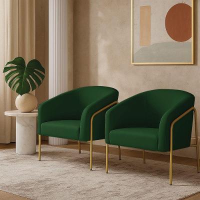 Poltrona Sala Industrial Alta Dourado Kit 2 Stella Suede Verde D03 - D'rossi