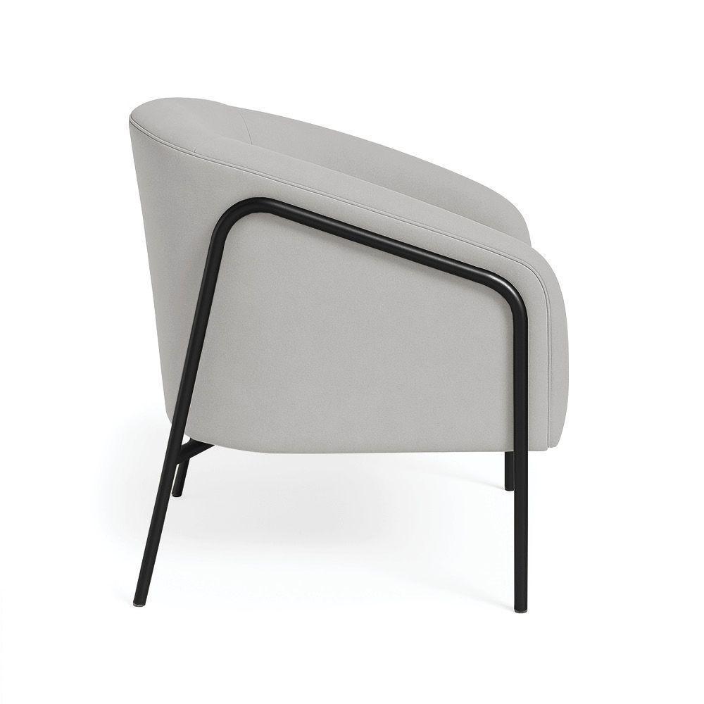 Poltrona Sala Industrial Alta Preto Stella Suede Cinza D03 - D'rossi - 5