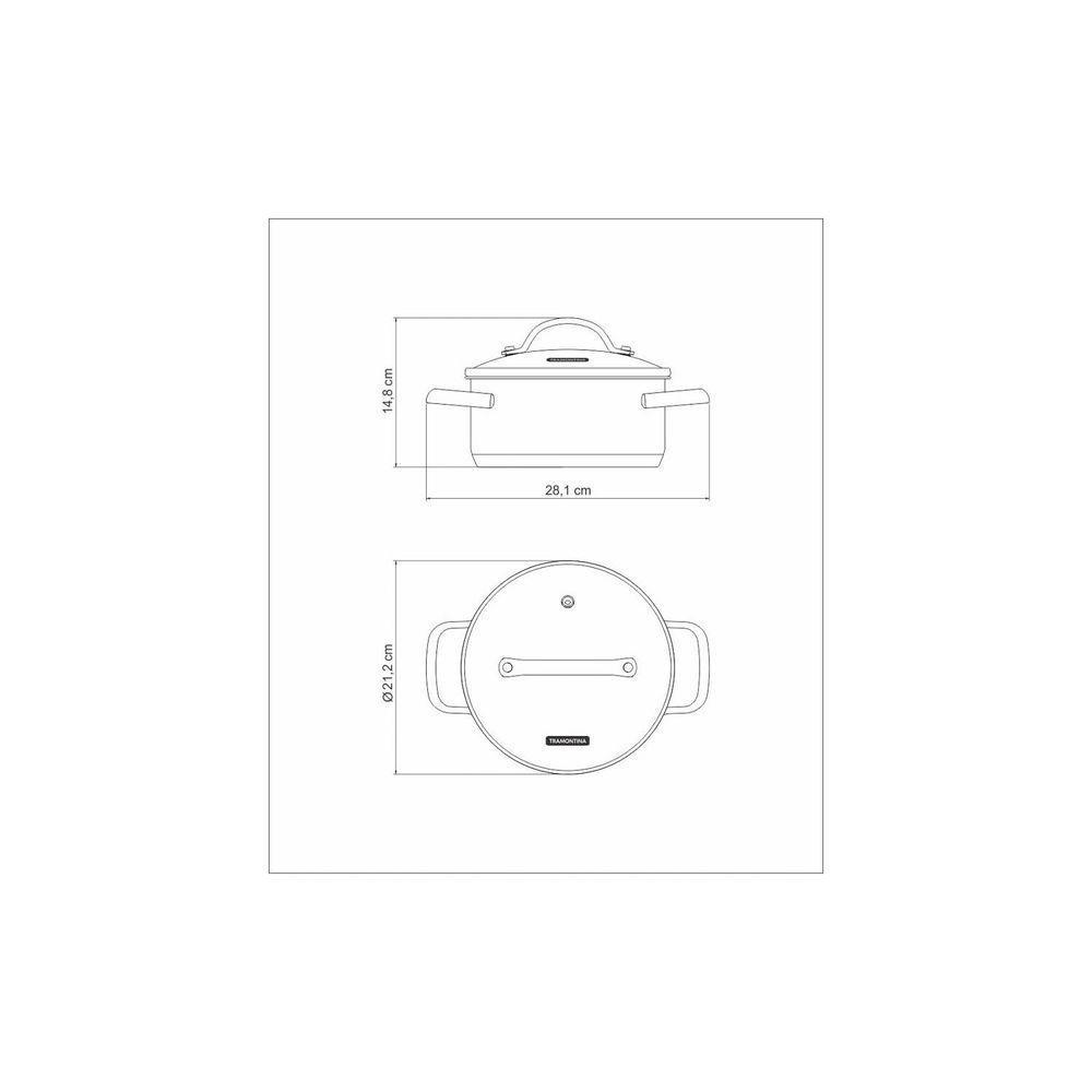 Caçarola Rasa Tramontina Una Em Aço Inox Com Fundo Triplo E Tampa De Vidro 20 Cm 2,9 L Tramontina - 6