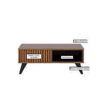 Mesa De Centro Para Sala Retangular 1 Nicho Karin C04 - D'rossi Cor Noce Milano E Preto Fosco