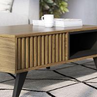 Mesa De Centro Para Sala Retangular 1 Nicho Karin C04 - D'rossi Cor Noce Milano E Preto Fosco - 5