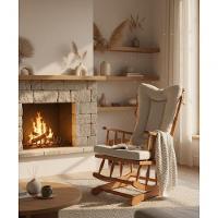 Cadeira De Balanço 1,18 X 61 X 85 - Madeira Maciça - Móveis De Gramado - Castanho - 1