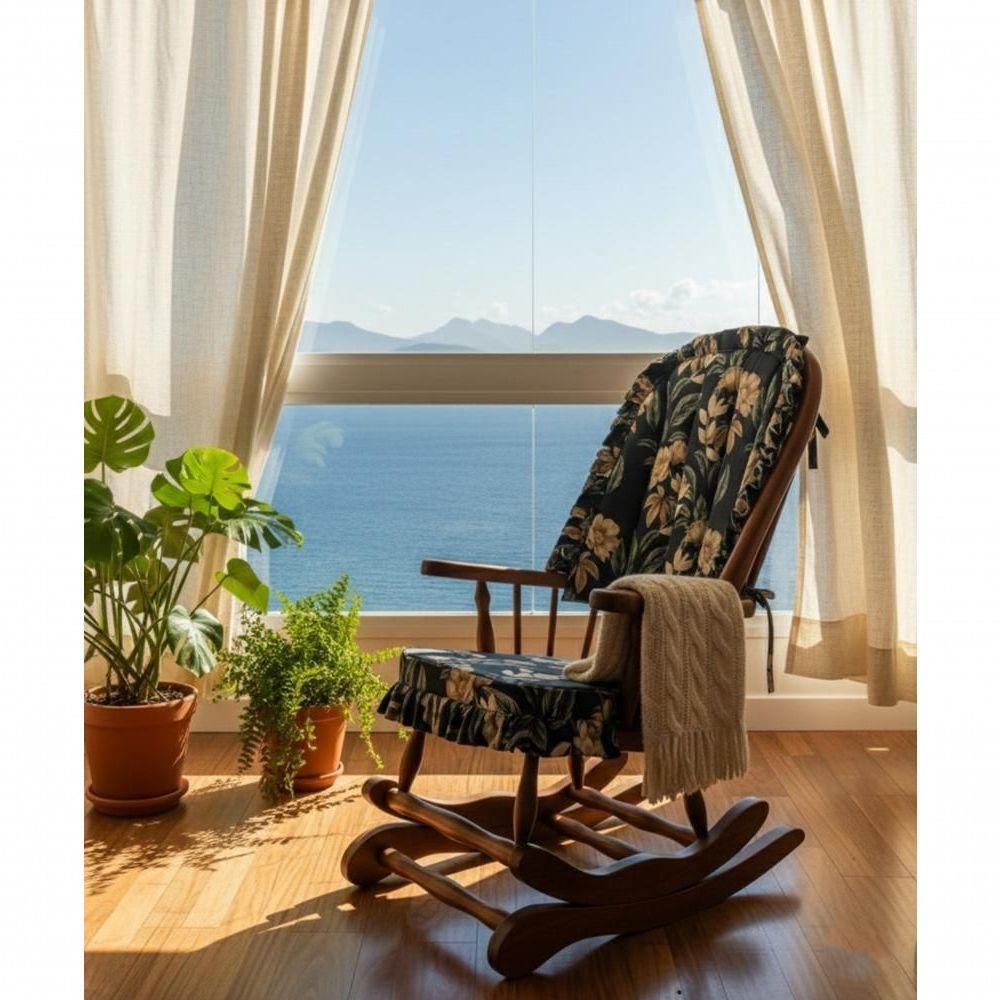 Cadeira De Balanço Florescer Azul 1,18/40 X 64 X 50 - Madeira Maciça - Móveis De Gramado - Castanho - 2