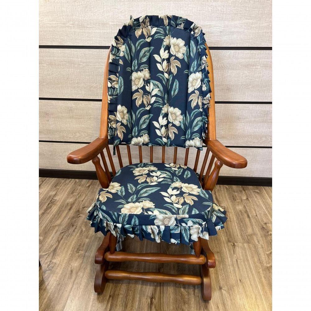 Cadeira De Balanço Florescer Azul 1,18/40 X 64 X 50 - Madeira Maciça - Móveis De Gramado - Castanho - 3