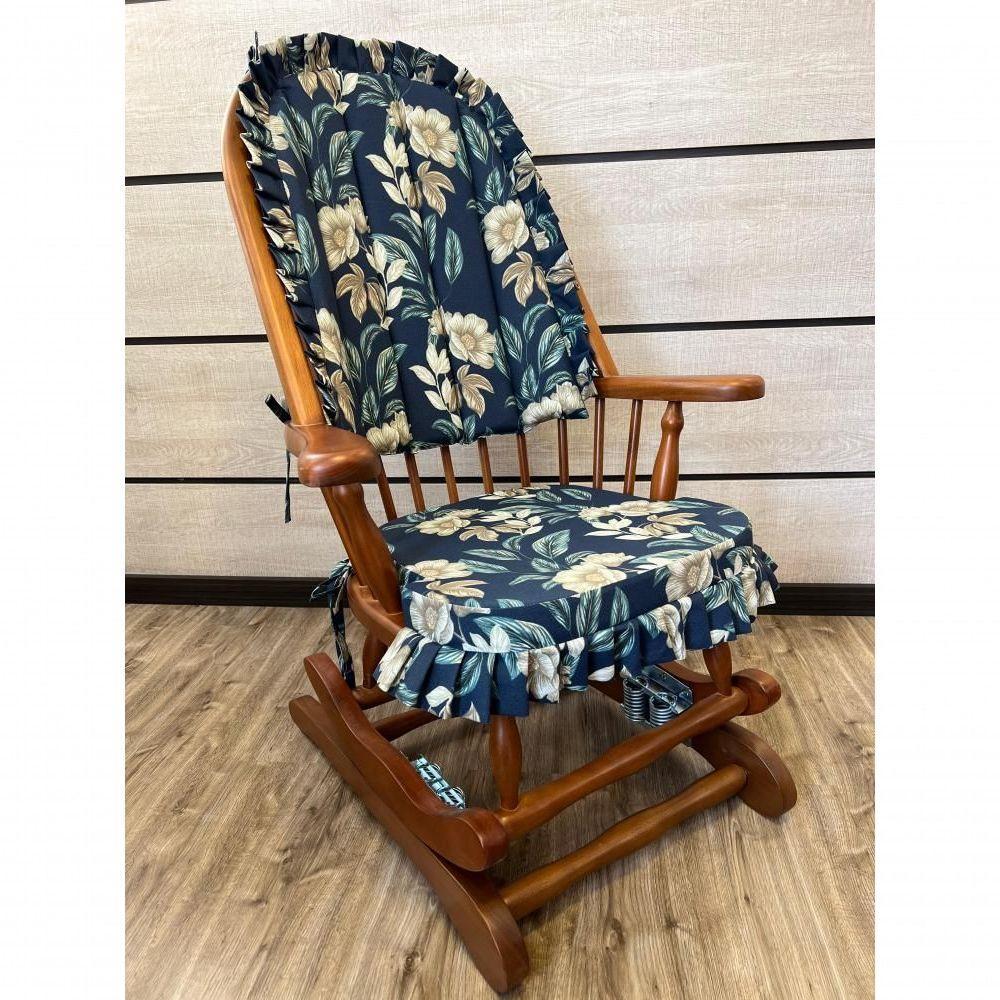 Cadeira De Balanço Florescer Azul 1,18/40 X 64 X 50 - Madeira Maciça - Móveis De Gramado - Castanho - 4