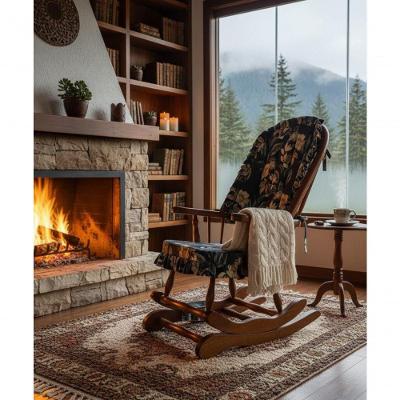 Cadeira De Balanço Florescer Azul 1,18/40 X 64 X 50 - Madeira Maciça - Móveis De Gramado - Castanho