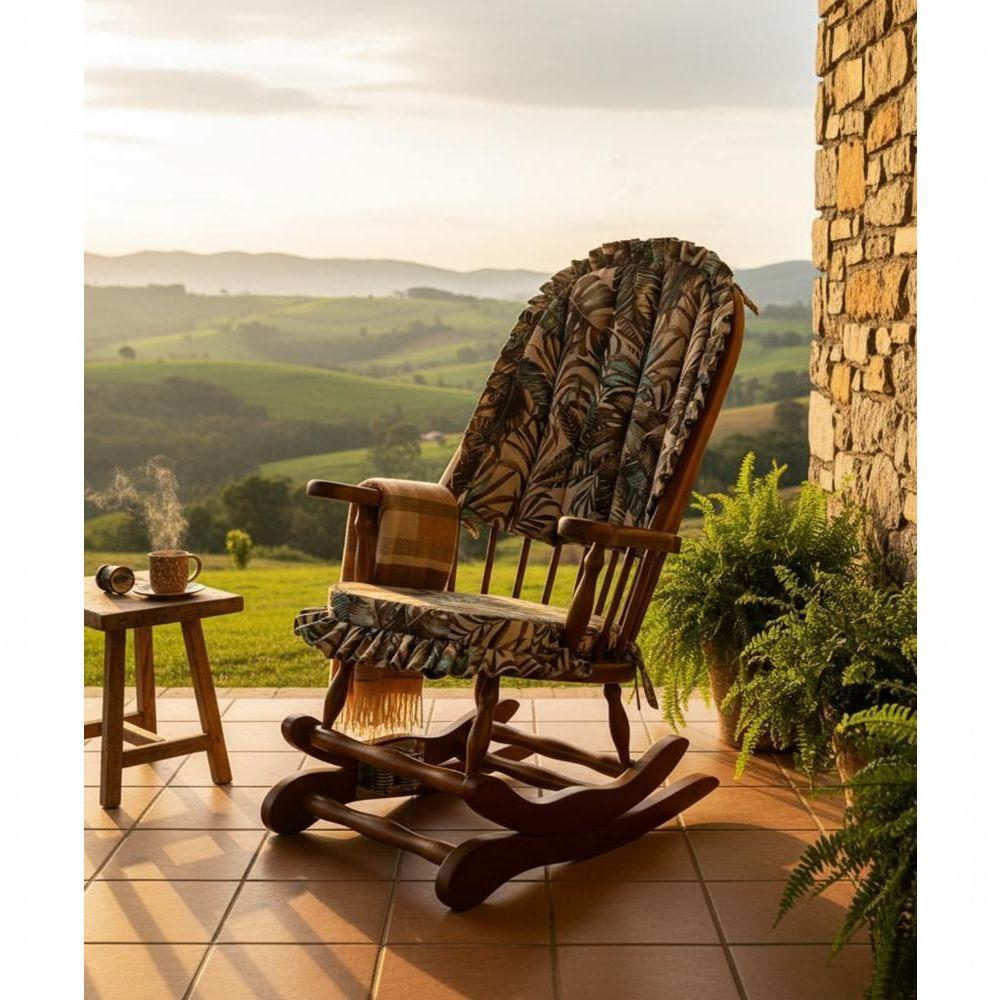 Cadeira De Balanço Maranta 1,18/40 X 64 X 50 - Madeira Maciça - Móveis De Gramado - Castanho - 1