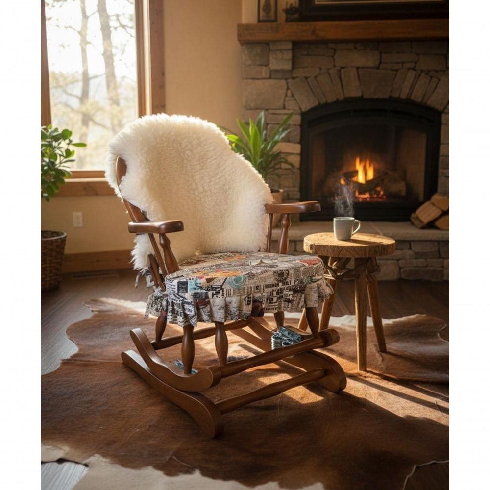 Cadeira De Balanço Jornal 90/40 X 60 X 50 - Madeira Maciça - Móveis De Gramado - Castanho - 1