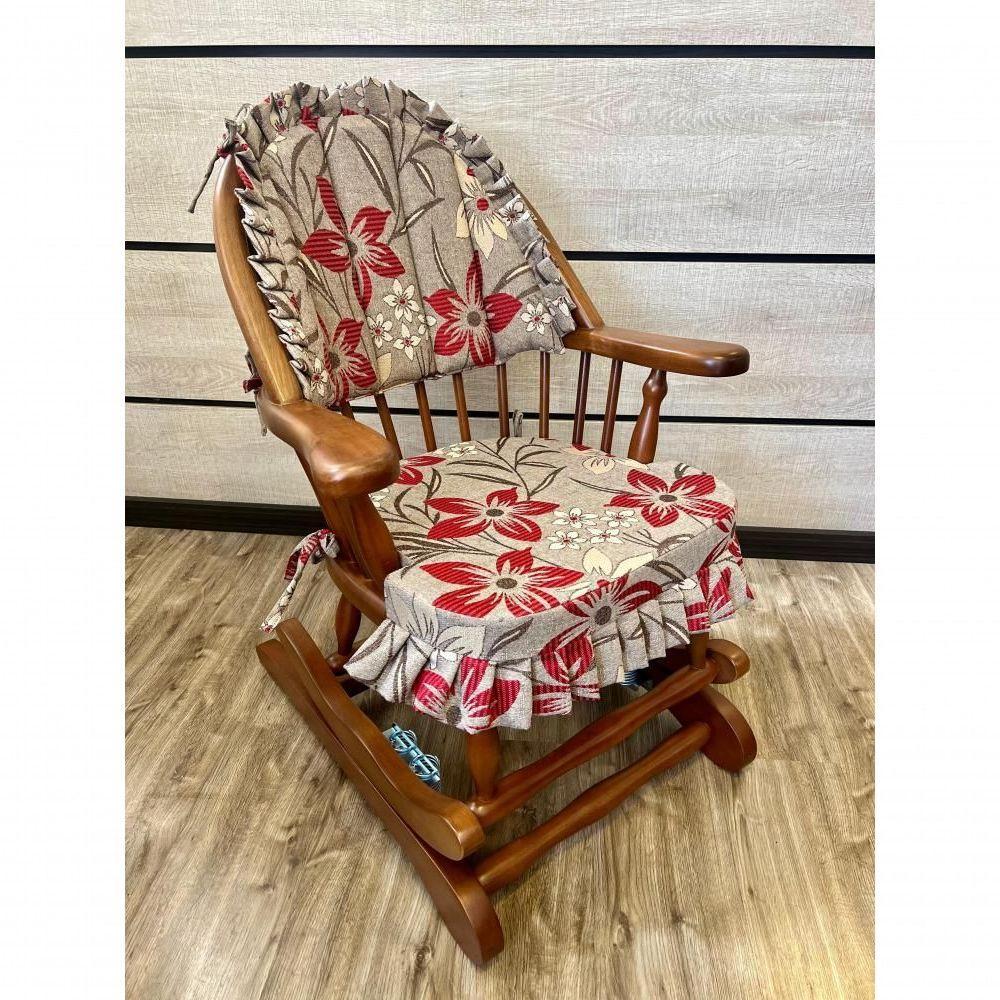 Cadeira De Balanço Chenile Bali 90/40 X 60 X 50 - Madeira Maciça - Móveis De Gramado - Castanho - 3