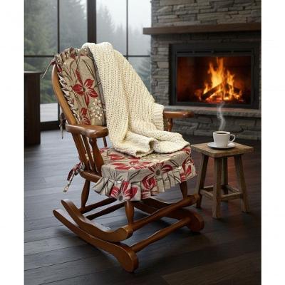 Cadeira De Balanço Chenile Bali 90/40 X 60 X 50 - Madeira Maciça - Móveis De Gramado - Castanho