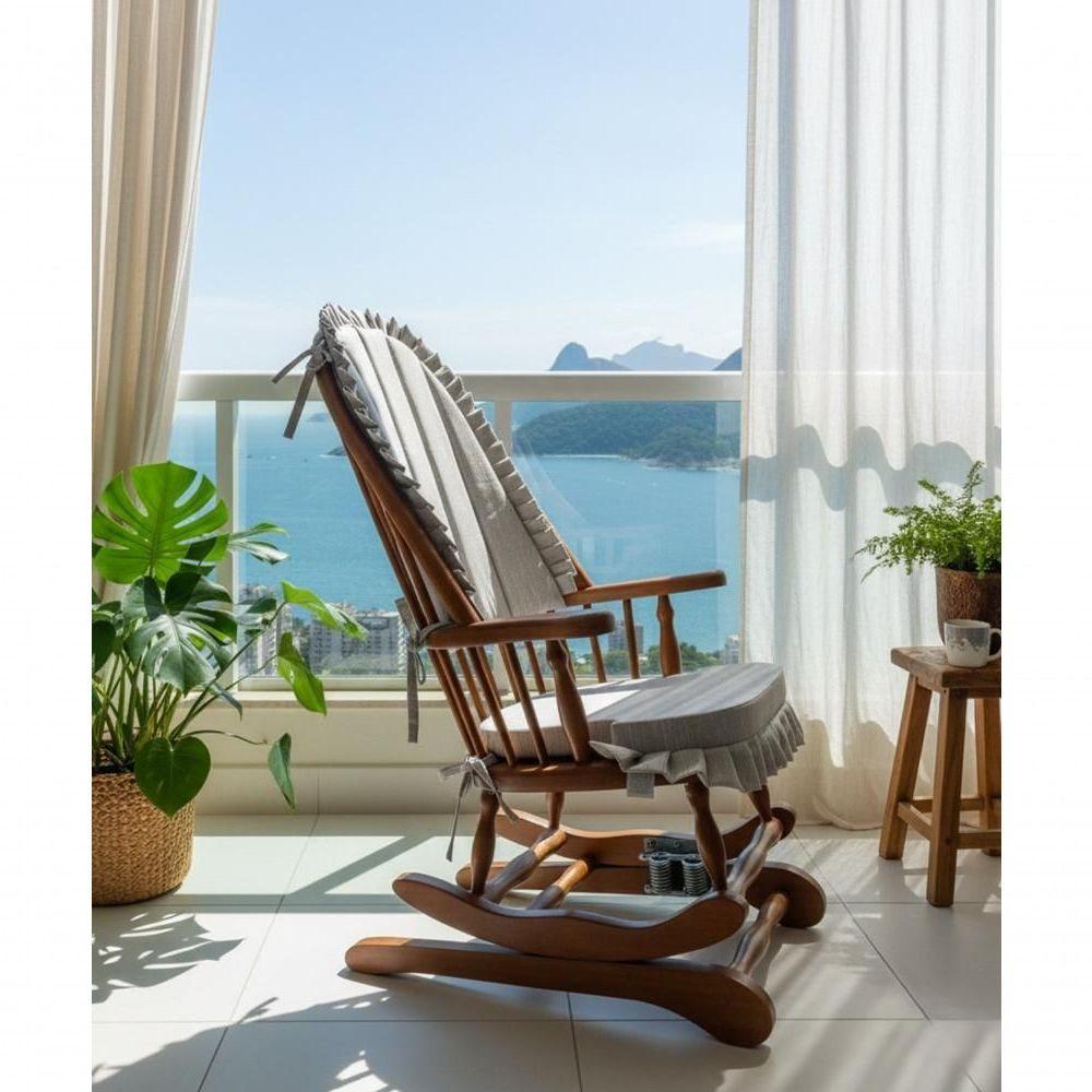 Cadeira De Balanço Linus Cinza 1,18/40 X 64 X 50 - Madeira Maciça - Móveis De Gramado - Castanho - 2