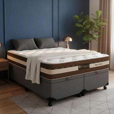 Cama Box Baú Queen Suede + Colchão Esplendor Molas Ensacadas Luckspuma 158x198x75 Cinza