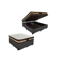 Cama Box Baú Queen Suede + Colchão Esplendor Molas Ensacadas Luckspuma 158x198x75 Cinza - 2