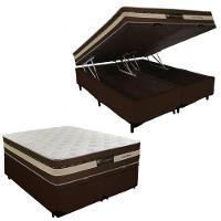 Cama Box Baú Queen Suede + Colchão Esplendor Molas Ensacadas Luckspuma 158x198x75 Marrom - 2