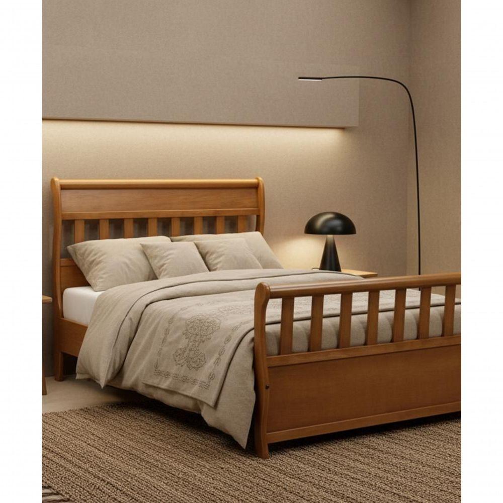 Cama De Casal 1,40 X 1,90 - Madeira Maciça - Móveis De Gramado - Castanho - 2