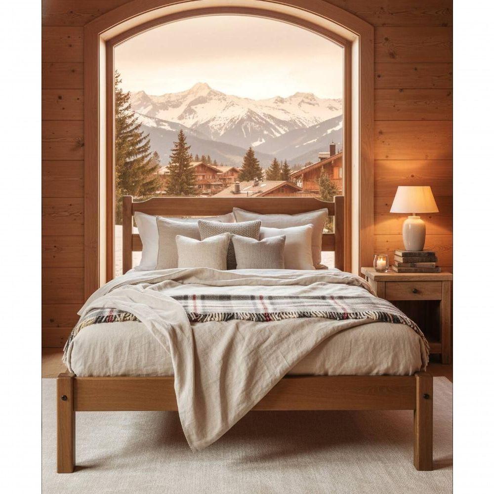 Cama De Casal 1,95 X 2,05 - Madeira Maciça - Móveis De Gramado - Castanho - 2