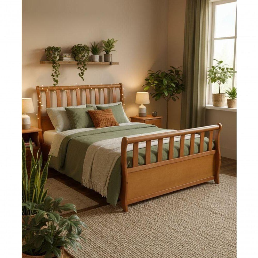 Cama De Casal 1,40 X 1,90 - Madeira Maciça - Móveis De Gramado - Castanho - 1