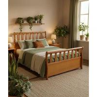 Cama De Casal 1,40 X 1,90 - Madeira Maciça - Móveis De Gramado - Castanho - 1