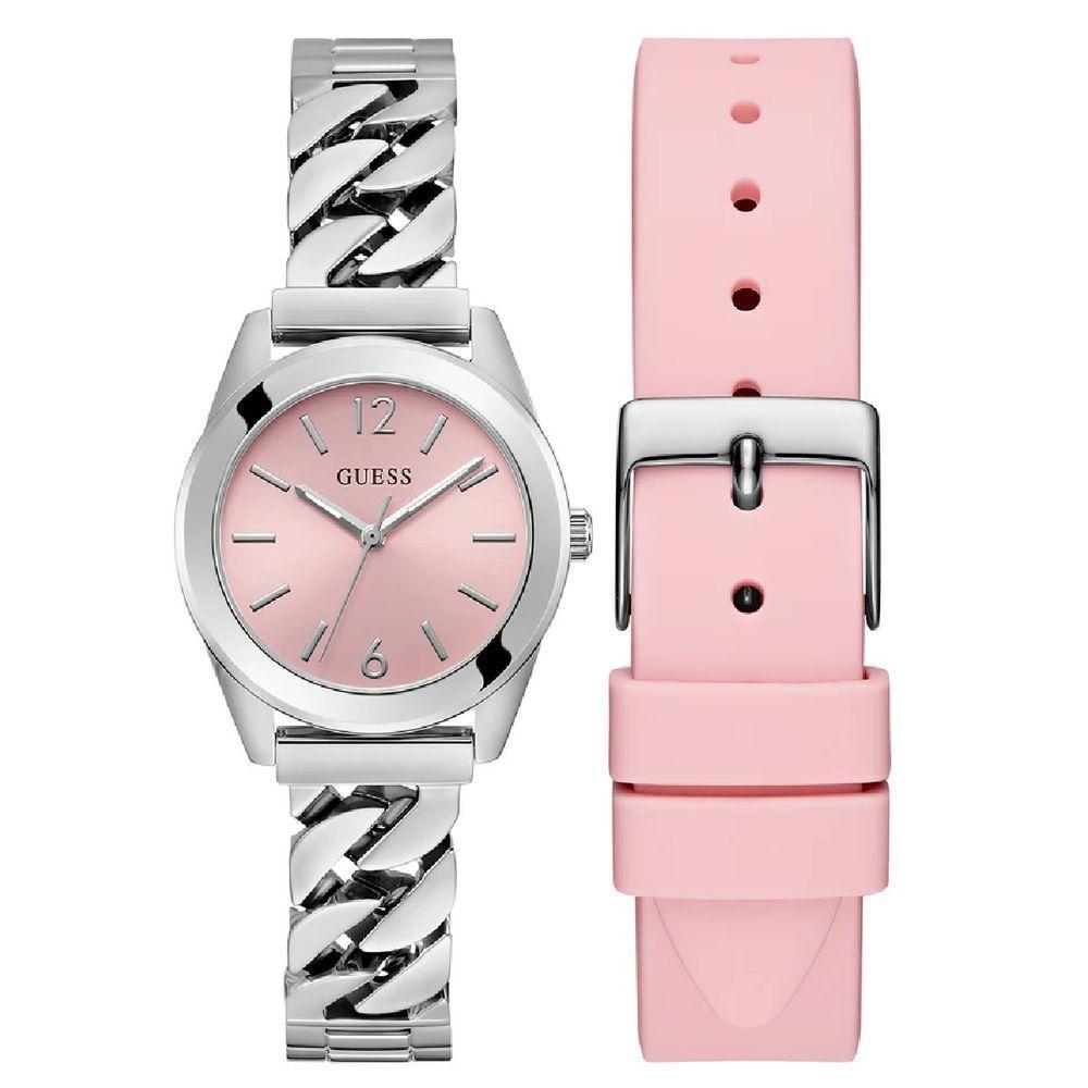 Relógio Guess Feminino Ladies Silver Tone Gw0845l1 Prata E Rosa - 1