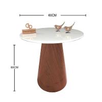 Mesa De Canto Cone Amadeirado Com Tampo Vidro 60cm Branco 60cm - 2