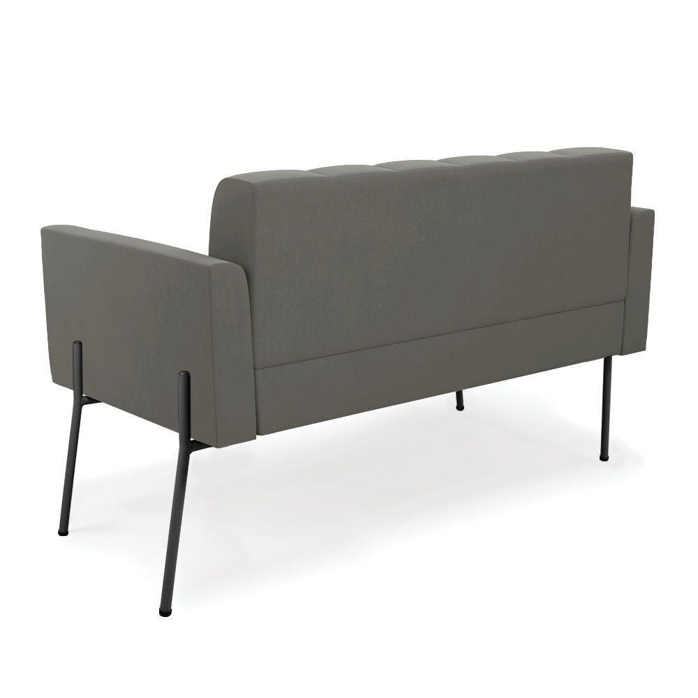 Sofá Namoradeira E 2 Poltronas Pé De Ferro Preto Elisa Suede D03 - D'rossi Cor Grafite - 5