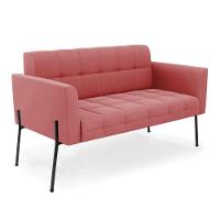 Sofá Namoradeira E 2 Poltronas Pé De Ferro Preto Elisa Suede D03 - D'rossi Cor Rose - 3