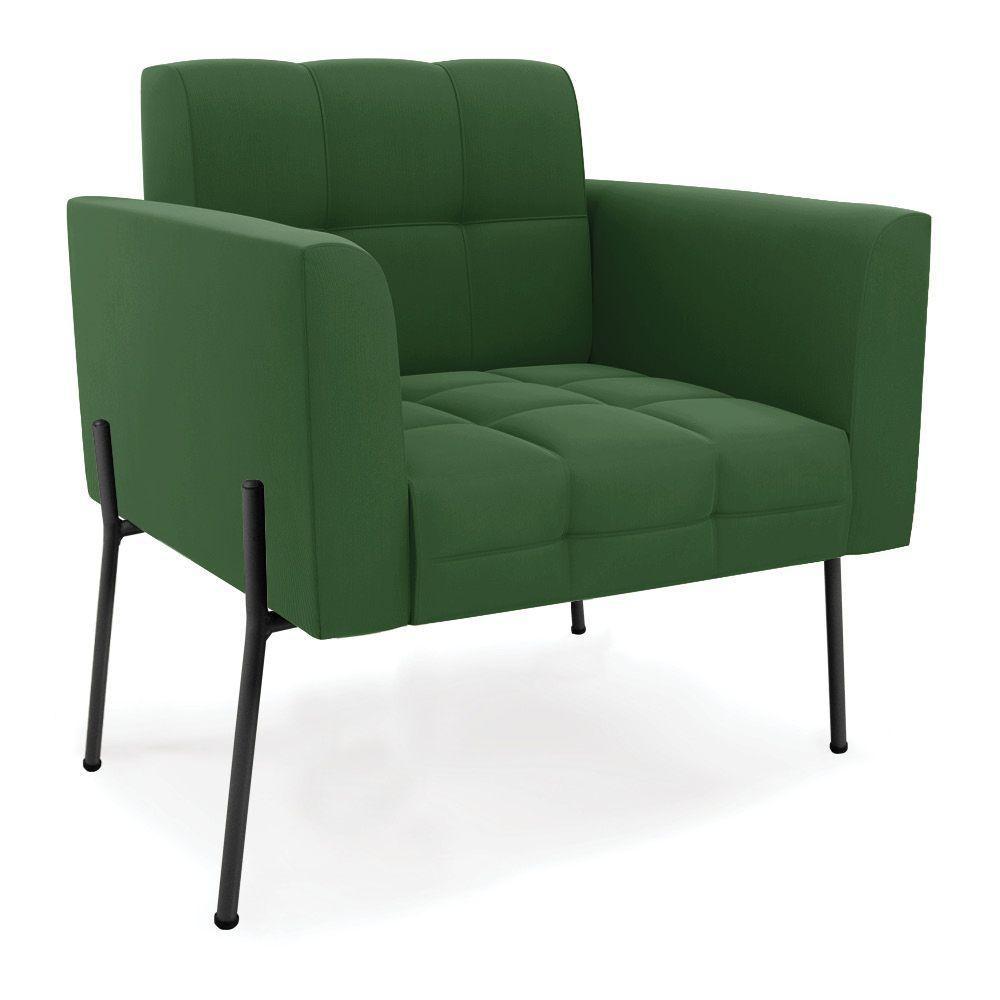 Sofá Namoradeira E 2 Poltronas Pé De Ferro Preto Elisa Suede D03 - D'rossi Cor Verde - 4