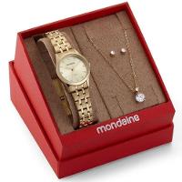 Kit Relógio Mondaine Dourado Com Colar E Brincos 32610lpmkde1k1 - 5