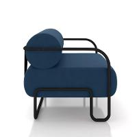 Poltrona Sala De Estar Industrial Preto Kit 2 Ameli Veludo K01 - D'rossi Cor Azul Marinho