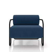 Poltrona Sala De Estar Industrial Preto Ameli Veludo K01 - D'rossi Cor Azul Marinho - 3