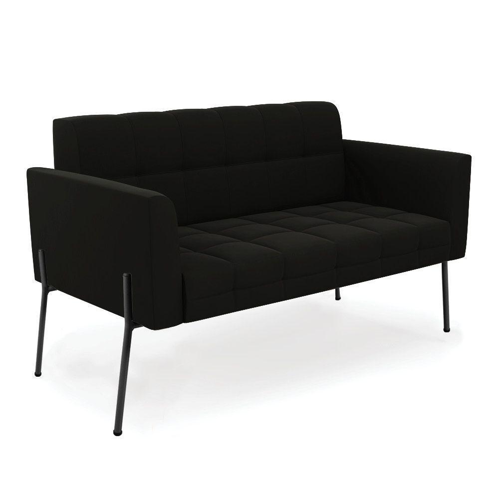 Sofá Namoradeira E 2 Poltronas Pé De Ferro Preto Elisa Suede D03 - D'rossi Cor Preto - 3