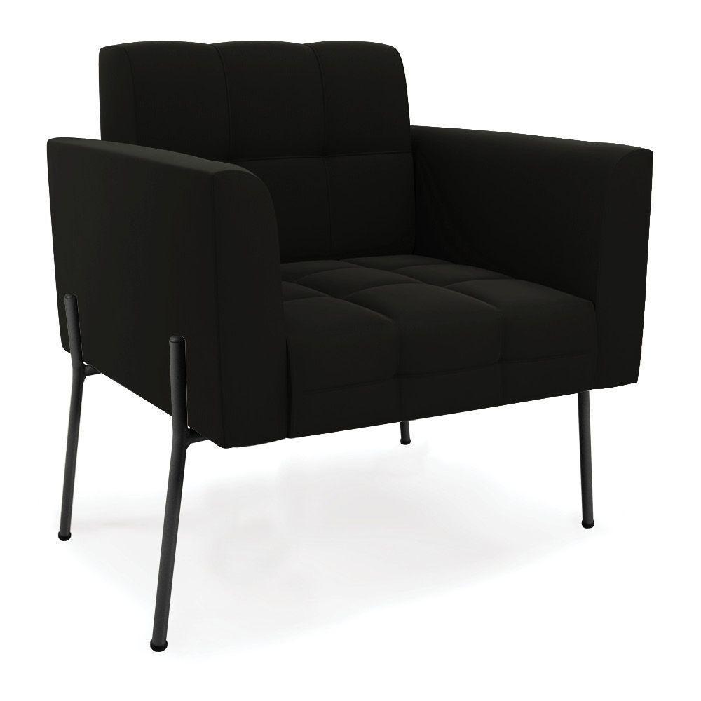 Sofá Namoradeira E 2 Poltronas Pé De Ferro Preto Elisa Suede D03 - D'rossi Cor Preto - 4