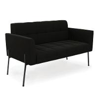 Sofá Namoradeira E 2 Poltronas Pé De Ferro Preto Elisa Suede D03 - D'rossi Cor Preto - 3