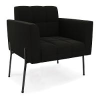 Sofá Namoradeira E 2 Poltronas Pé De Ferro Preto Elisa Suede D03 - D'rossi Cor Preto