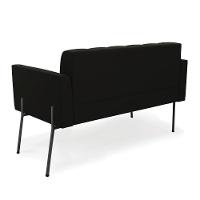 Sofá Namoradeira E 2 Poltronas Pé De Ferro Preto Elisa Suede D03 - D'rossi Cor Preto - 5