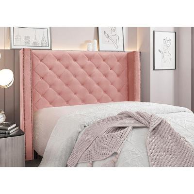 Cabeceira Cama Box King 195 Cm Vicenza Veludo Rosa S04 - D'rossi
