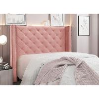 Cabeceira Cama Box King 195 Cm Vicenza Veludo Rosa S04 - D'rossi - 1