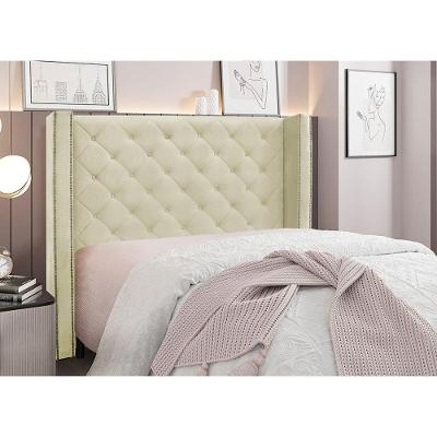 Cabeceira Cama Box King 195 Cm Vicenza Veludo Bege S04 - D'rossi